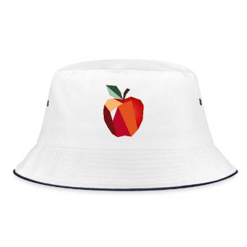 Geometrischer Apfel–Minimalistisches Frucht Design - Bucket Hat - Weiß/Navy - Vorne
