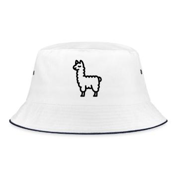 Lama - Bucket Hat - Weiß/Navy - Vorne