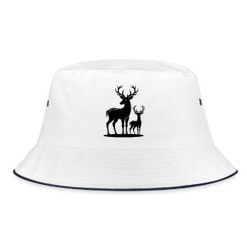 Doe and Fawn - Bucket Hat - white/navy - Front