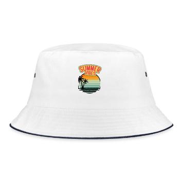 Summer Feelings Palm Sunset Retro - Bucket Hat - Weiß/Navy - Vorne