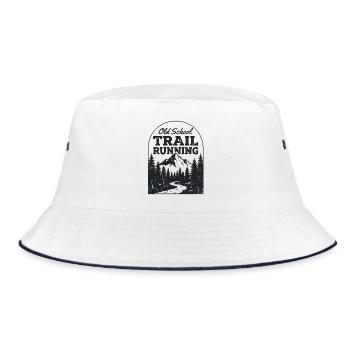Old School Trailrunning - Bucket Hat - Weiß/Navy - Vorne