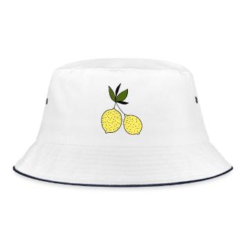 Handgezeichnetes Zitronen-Duo - Bucket Hat - Weiß/Navy - Vorne