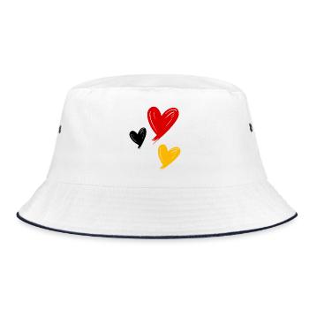 Deutschland Herzen - Bucket Hat - Weiß/Navy - Vorne