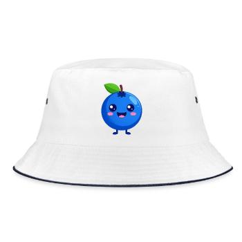 Kawaii Blaubeere Gesicht - Bucket Hat - Weiß/Navy - Vorne