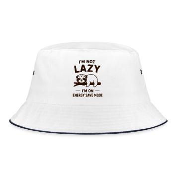 Nicht faul – Energiesparmodus - Bucket Hat - Weiß/Navy - Vorne