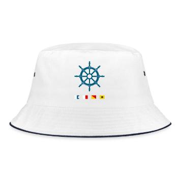 Maritime Signal Flags Steering Wheel Design - Bucket Hat - white/navy - Front