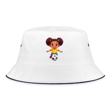 Little girl kicking soccer - Bucket Hat - white/navy - Front