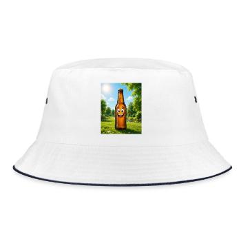 Lachende Bierflasche im Park - Bucket Hat - Weiß/Navy - Vorne