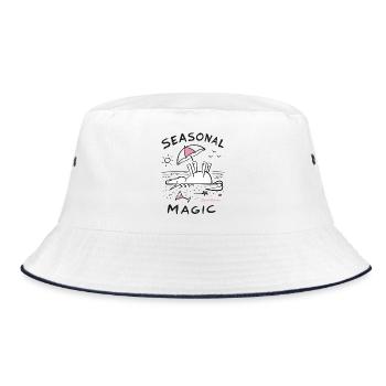 Dead Unicorn: Saisonale Magie am Strand - Bucket Hat - Weiß/Navy - Vorne