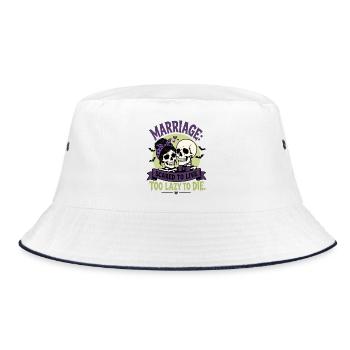 Marriage Scared To Live Too Lazy To Die - Bucket Hat - Weiß/Navy - Vorne
