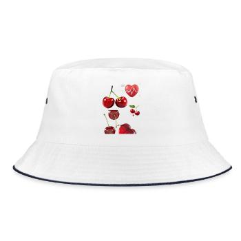 Cherries and the Throbbing Heart - Bucket Hat - white/navy - Front