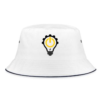 Electrician Light Bulb Lightning and Gear - Bucket Hat - white/navy - Front