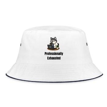 Professionally Exhausted - Bucket Hat - white/navy - Front