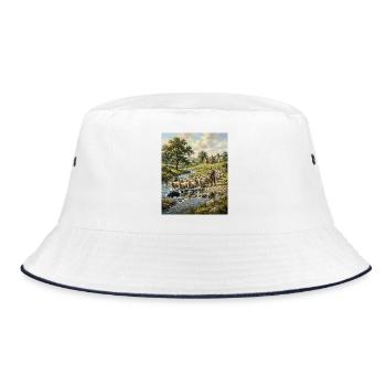 Shepard and his dog - Bucket Hat - white/navy - Front