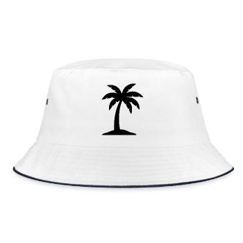 Palme Sommer Strand Urlaub Meer Reise Geschenk - Bucket Hat - Weiß/Navy - Vorne