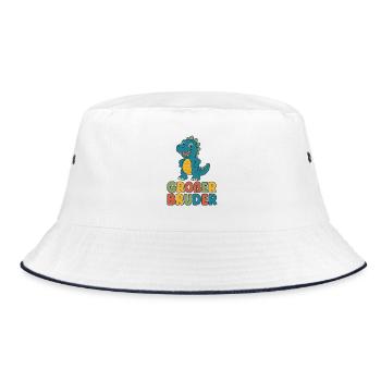 Dinosaurier Großer Bruder - Bucket Hat - Weiß/Navy - Vorne