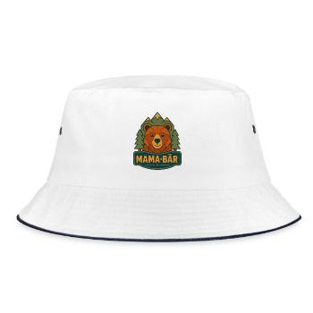Mama Bär Berg Wildnis - Bucket Hat - Weiß/Navy - Vorne