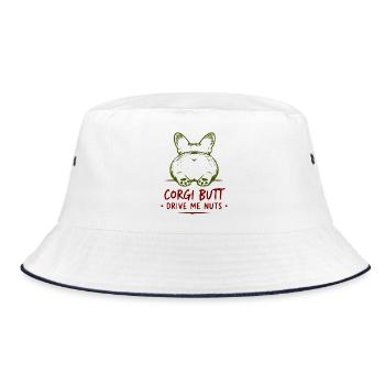 Corgi Butt Drive Me Nuts - Bucket Hat - white/navy - Front