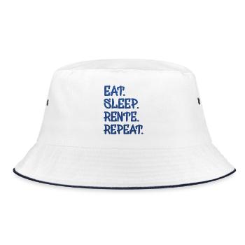 Eat Sleep Repeat Rente - Bucket Hat - Weiß/Navy - Vorne