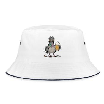 Beer pigeon, beer lover, beer-drinking, - Bucket Hat - white/navy - Front