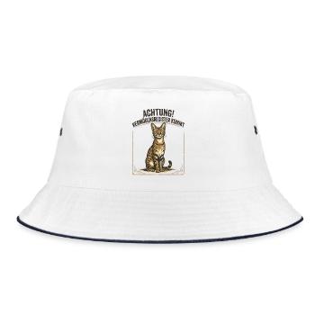 Achtung! Vermögensregister kommt - Savannah Katze - Bucket Hat - Weiß/Navy - Vorne