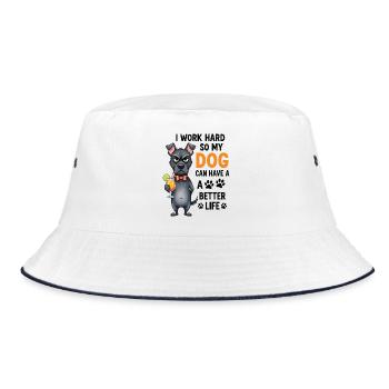 Hustling For The Hound - American Bull Terrier - Bucket Hat - white/navy - Front