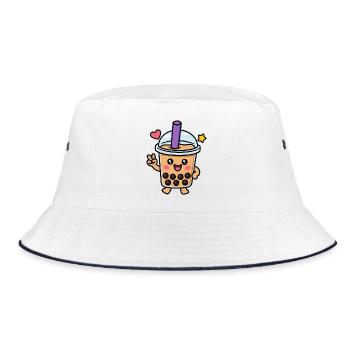 Personnage mignon de Kawaii Boba Bubble Tea - Bob - blanc/marine - Devant