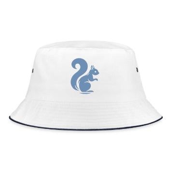 Minimalist Squirrel Silhouette with Nut - Bucket Hat - white/navy - Front