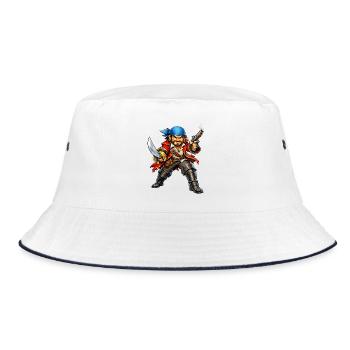 Buccaneer with blue headscarf - Bucket Hat - white/navy - Front