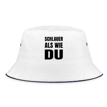 Lustiger Spruch - SCHLAUER ALS WIE DU - Bucket Hat - Weiß/Navy - Vorne