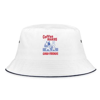 Coffee makes good friends – cats & bunnies - Bucket Hat - white/navy - Front