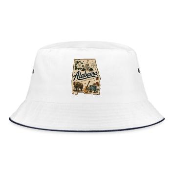 Vintage Alabama State Pride Illustrated Sticker - Bucket Hat - white/navy - Front