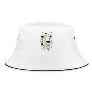 Abstrakte Wildblumen Grunge Illustration - Bucket Hat - Weiß/Navy - Vorne