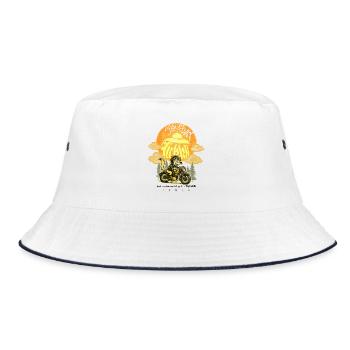 Cafe & Bar Tirkku - Goldweasel on bike - Bucket Hat - white/navy - Front