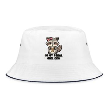 In My Feral Girl Era Raccoon - Bucket Hat - white/navy - Front