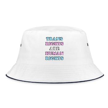Trans Rights Are Human Rights - Bucket Hat - white/navy - Front