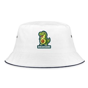 Cute Avocadosaurus Dinosaur T-Rex - Bucket Hat - white/navy - Front