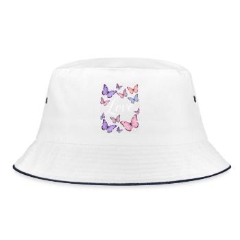 Purple Love: Butterfly Magic - Bucket Hat - white/navy - Front