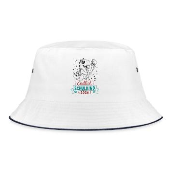 Endlich Schulkind 2026 Dino Feier - Bucket Hat - Weiß/Navy - Vorne