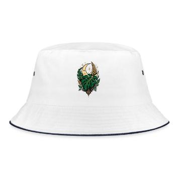 Monstera Moon – Mystical Botanical Design - Bucket Hat - white/navy - Front