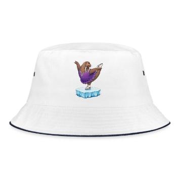 Walross als Eiskunstläuferin auf Eisscholle Kür - Bucket Hat - white/navy - Front