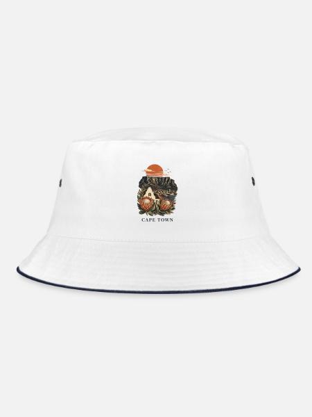 Cape Town Table Mountain Art - Bucket Hat - Weiß/Navy - Vorne