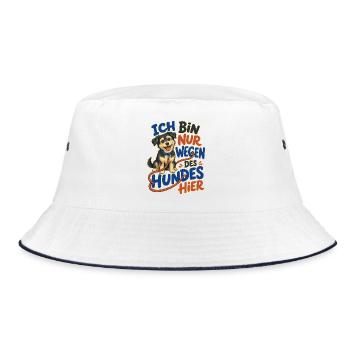 Ich Bin Nur Wegen Des Hundes Hier – für Hundefans - Bucket Hat - Weiß/Navy - Vorne