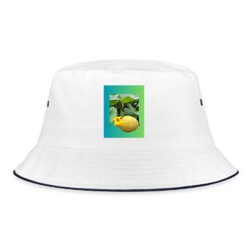 Yellow zucchini with blossom - Bucket Hat - white/navy - Front