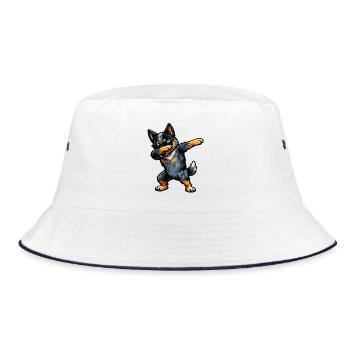 Dabbing Australian Cattle Dog - Bucket Hat - white/navy - Front