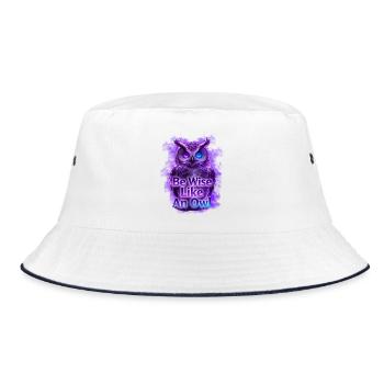 Be Wise Like An Owl Neon Design - Bucket Hat - white/navy - Front