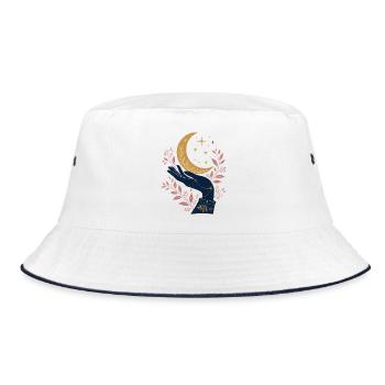 Mystical Hand with Moon – Celestial Gothic Design - Bucket Hat - white/navy - Front