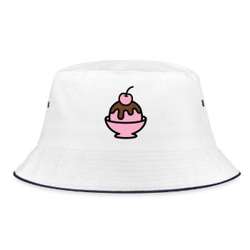 Sundae Cherry Artwork - Bucket Hat - white/navy - Front