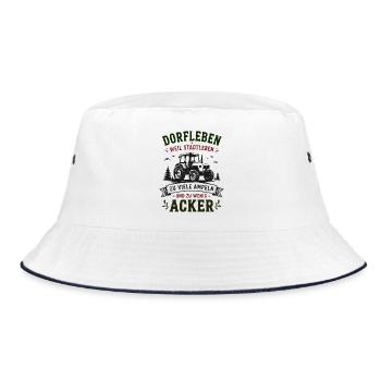 Dorfleben Traktor: Wenig Ampeln, Viel Acker - Bucket Hat - Weiß/Navy - Vorne