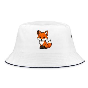 Retro Pixel Fox Cuddly Fox - Bucket Hat - white/navy - Front